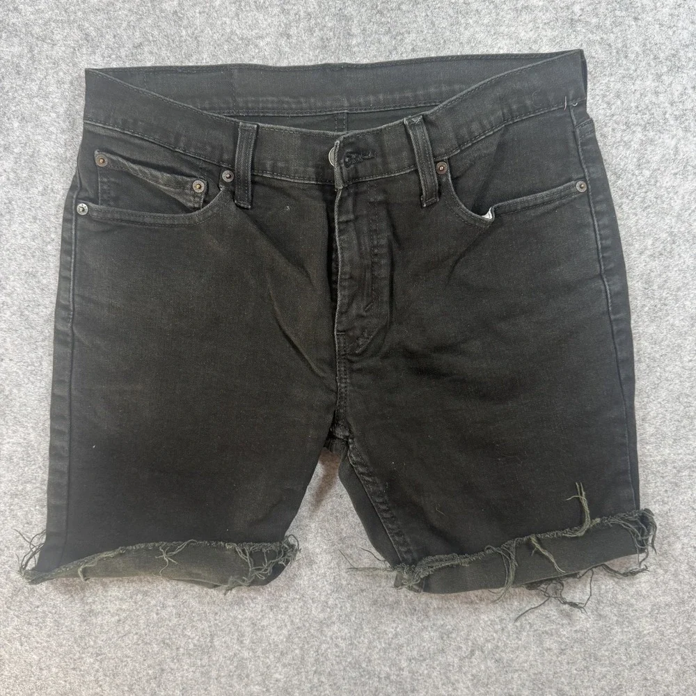 Levi's 511 Slim Denim Shorts W32 Black Frayed Raw Hem Distressed
